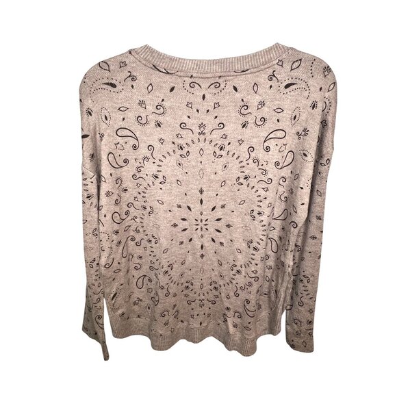 Democracy Drop Shoulder Sleeve Scoop Neck Printed Hi-Low Hem Knit Top Medium - Picture 4 of 15